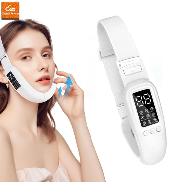 EMS Face Lifting Neck Beauty Machine Vibration LED Light Facial Skindion Chin Slimming Heat Massager Device Choice Free Shipping